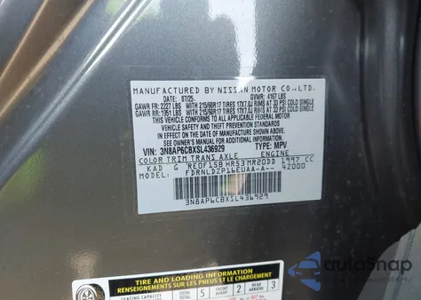 2025 Nissan Kicks Sv Intelligent Awd from USA, damaged, VIN 3N8AP6CBXSL436929